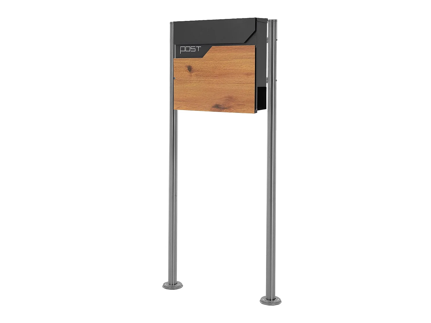 Boîte aux lettres sur pieds boîte postale anthracite/aspect bois  ML-Design
