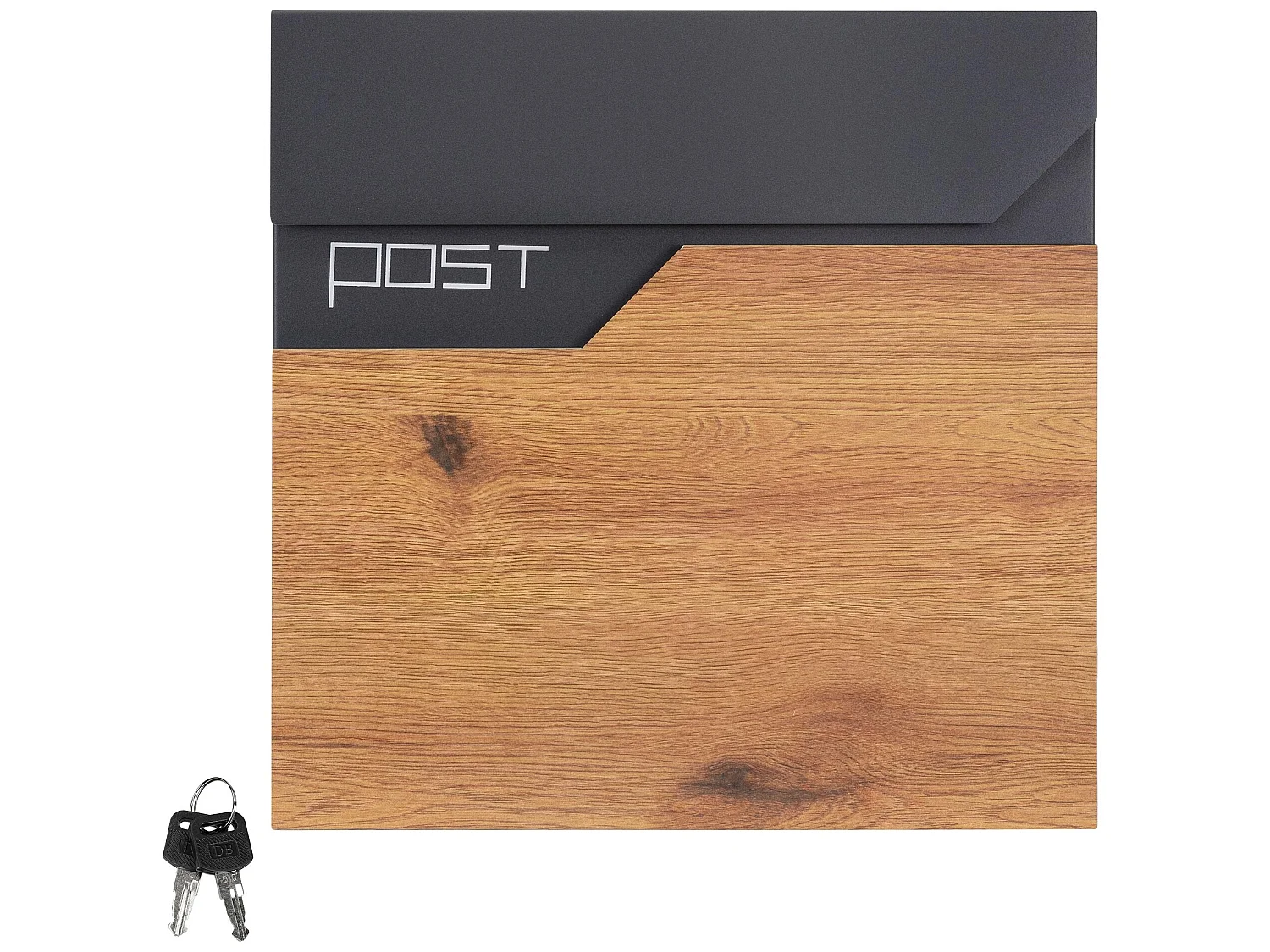 Boîte aux lettres murale anthracite aspect bois avec rouleau à journaux  ML-Design