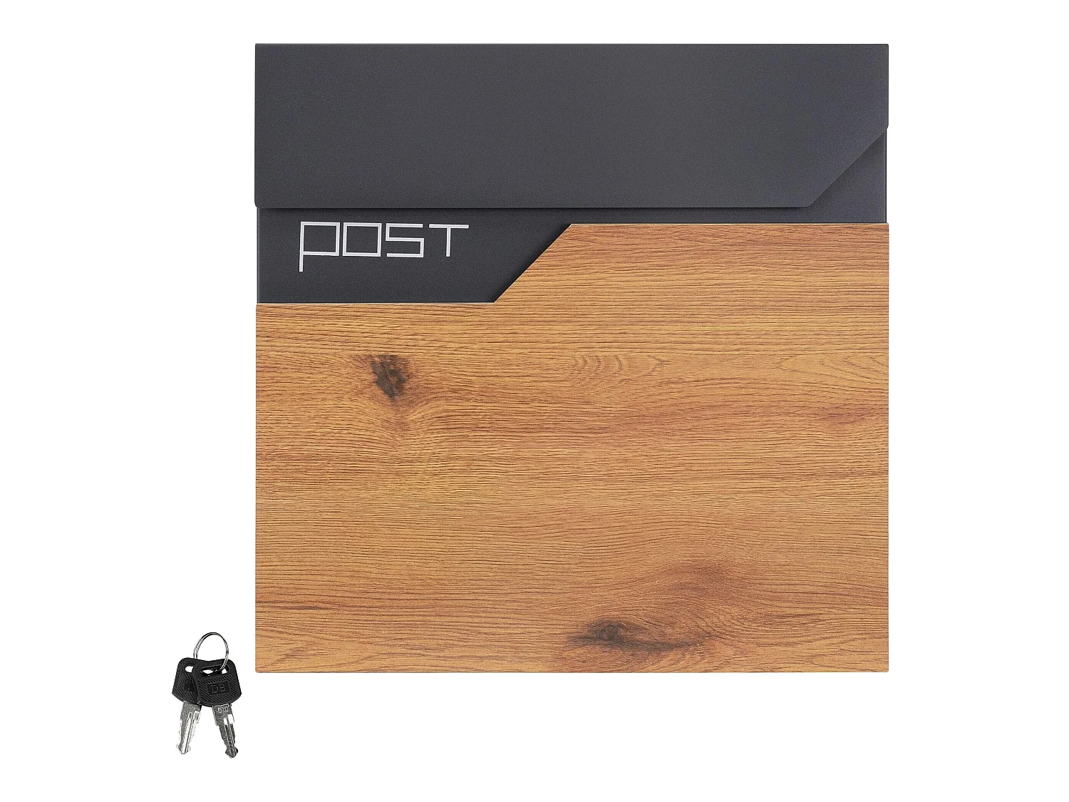 Boîte aux lettres murale anthracite aspect bois avec rouleau à journaux  ML-Design