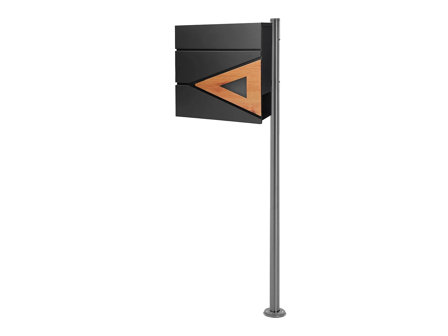 Boîte aux lettres anthracite/bois naturel avec support argenté ML-Design