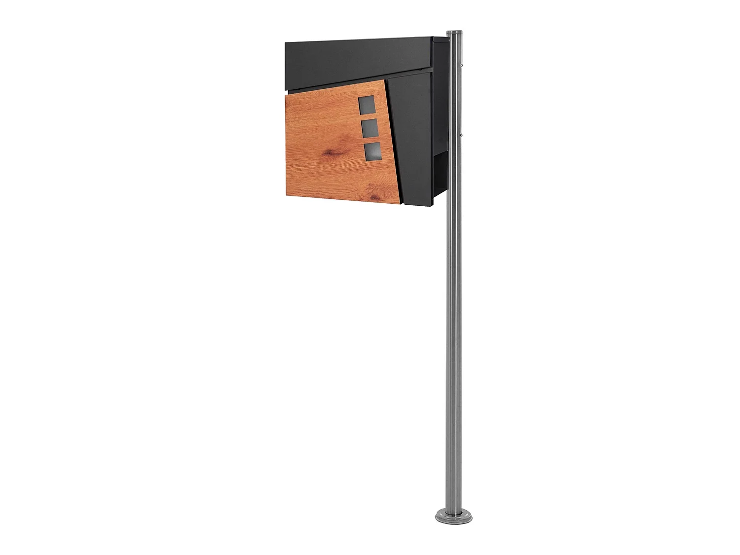 Boîte aux lettres anthracite / aspect bois avec support argenté ML-Design