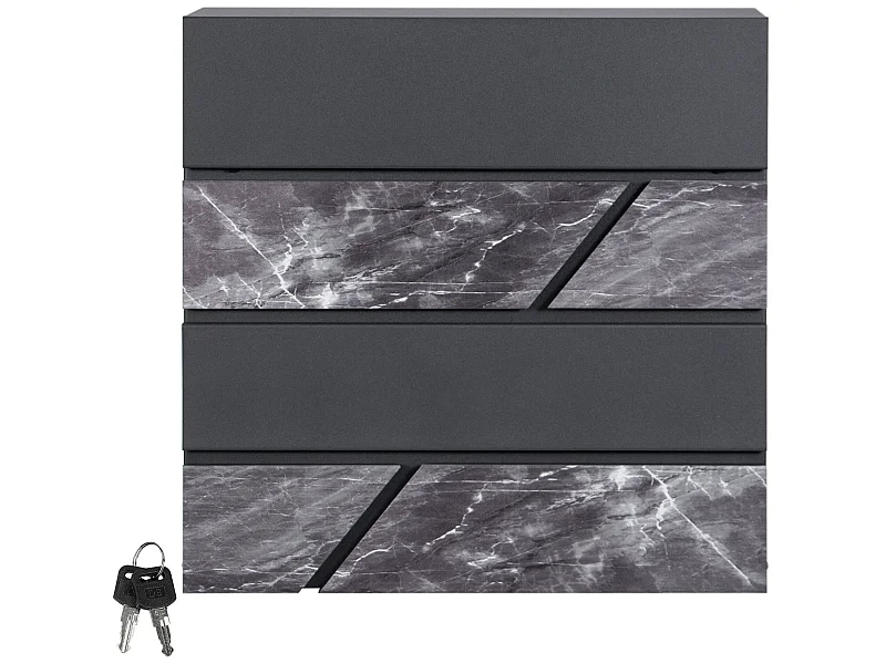 Buzón cartas periódico moderno acero antracita aspecto de mármol con pedestal