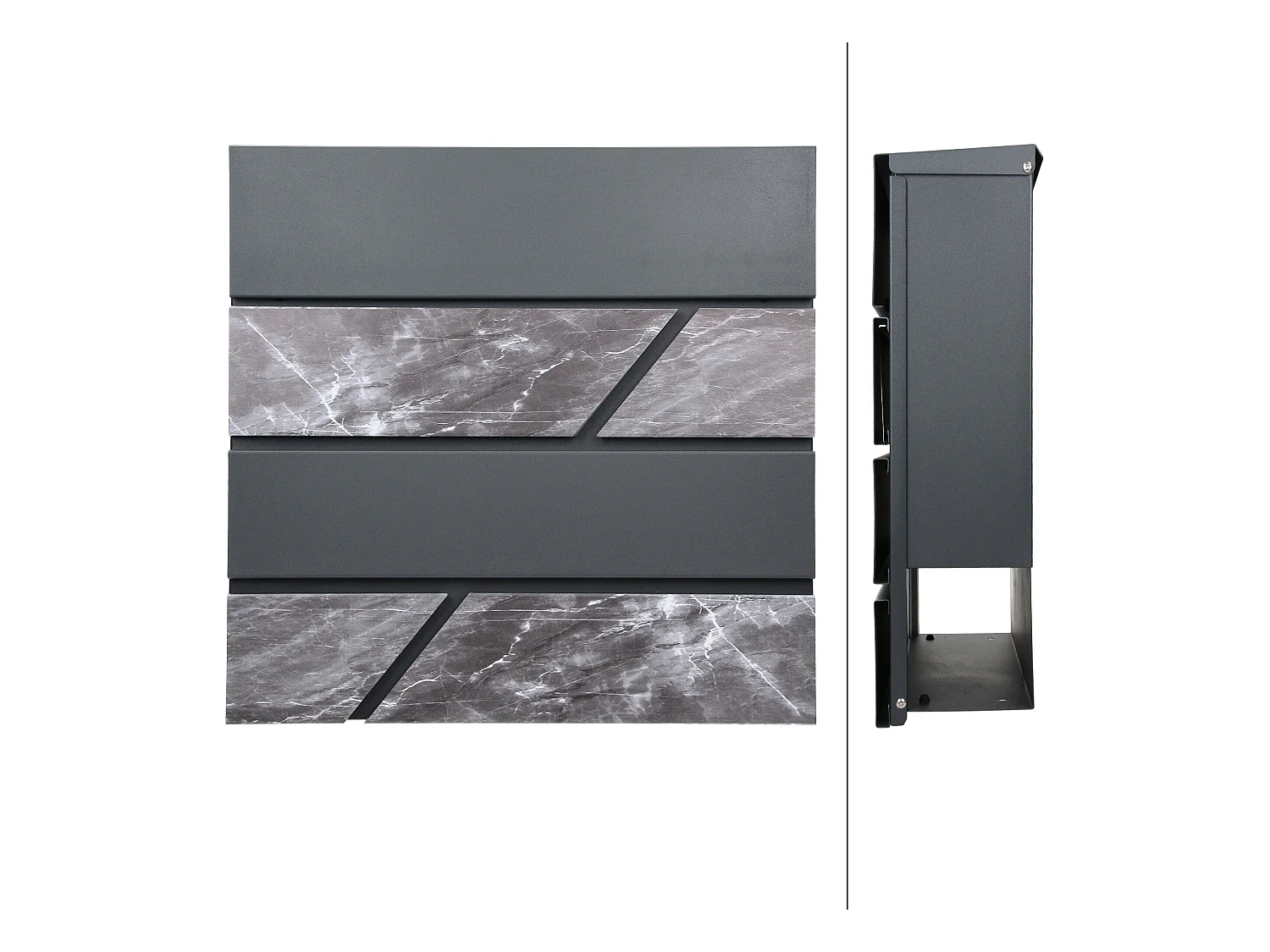 Boîte aux lettres sur pieds boîte postale anthracite aspect marbre noir  ML-Design