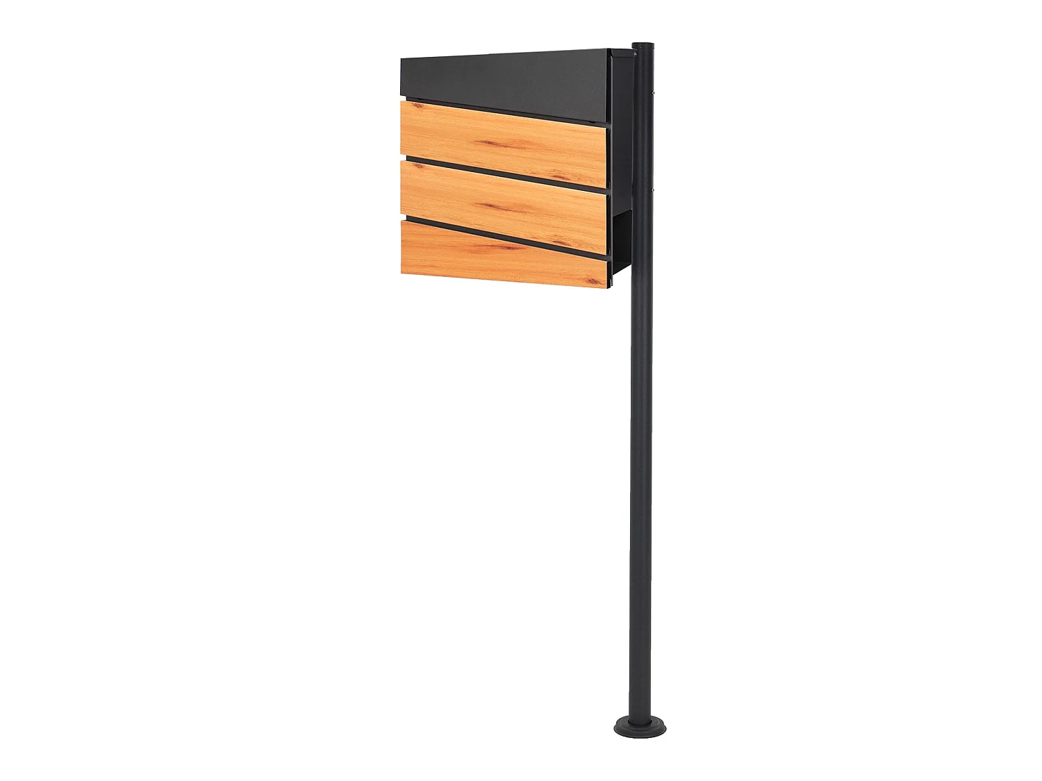 Boîte aux lettres anthracite / imitation bois avec support acier ML-Design