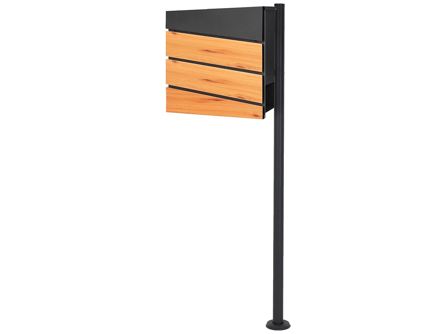 Boîte aux lettres anthracite / imitation bois avec support acier ML-Design