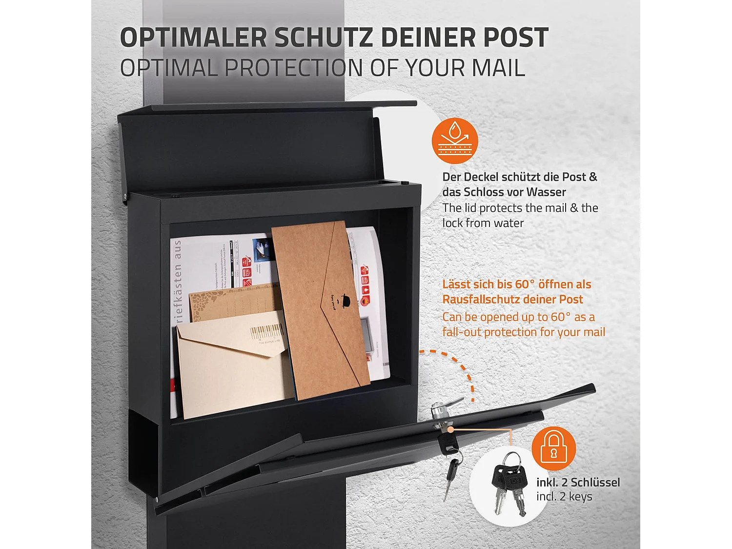 Boîte aux lettres sur pied boîte postale acier anthracite/argent  ML-Design