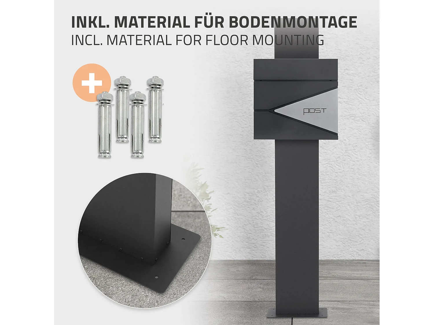 Boîte aux lettres sur pied boîte postale acier anthracite/argent  ML-Design