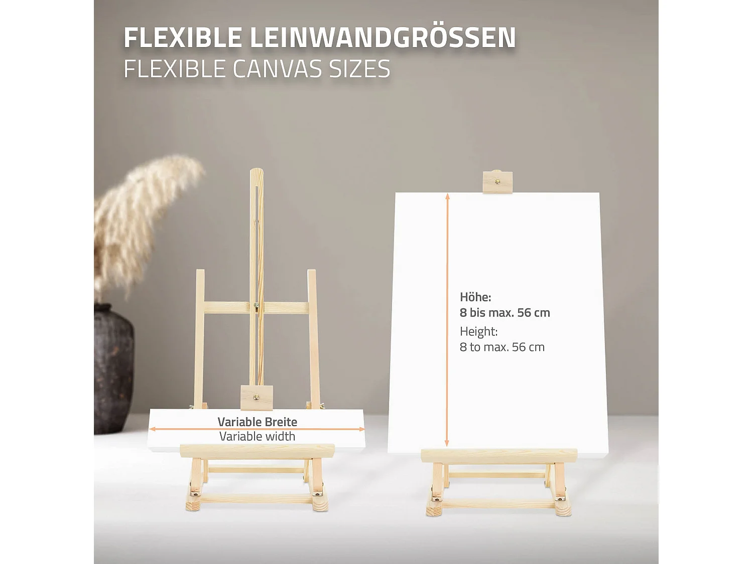 Caballete de estudio para pintura de madera para lienzos de hasta 56cm regulable