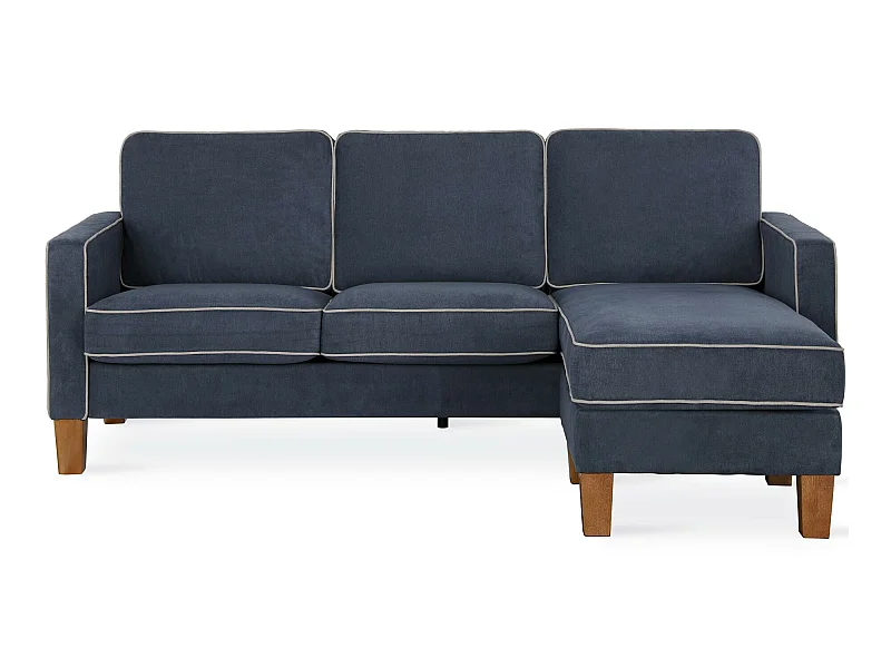 Sofá 3 plazas con chaise longue en chenilla azul