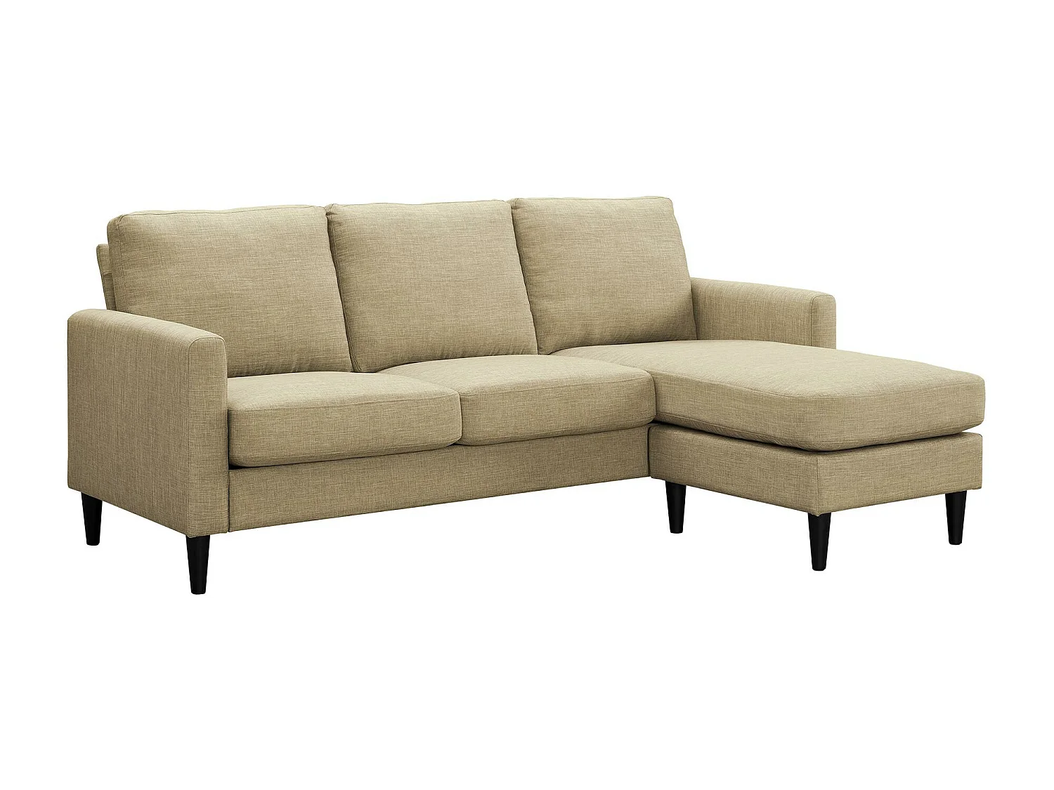 Sofá de 3 lugares com chaise longue em linho bege