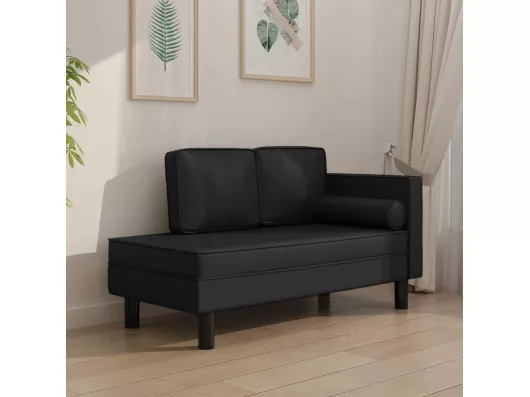 Kauf Unique Chaiselongue mit Kissen und Nackenrolle Schwarz Kunstleder