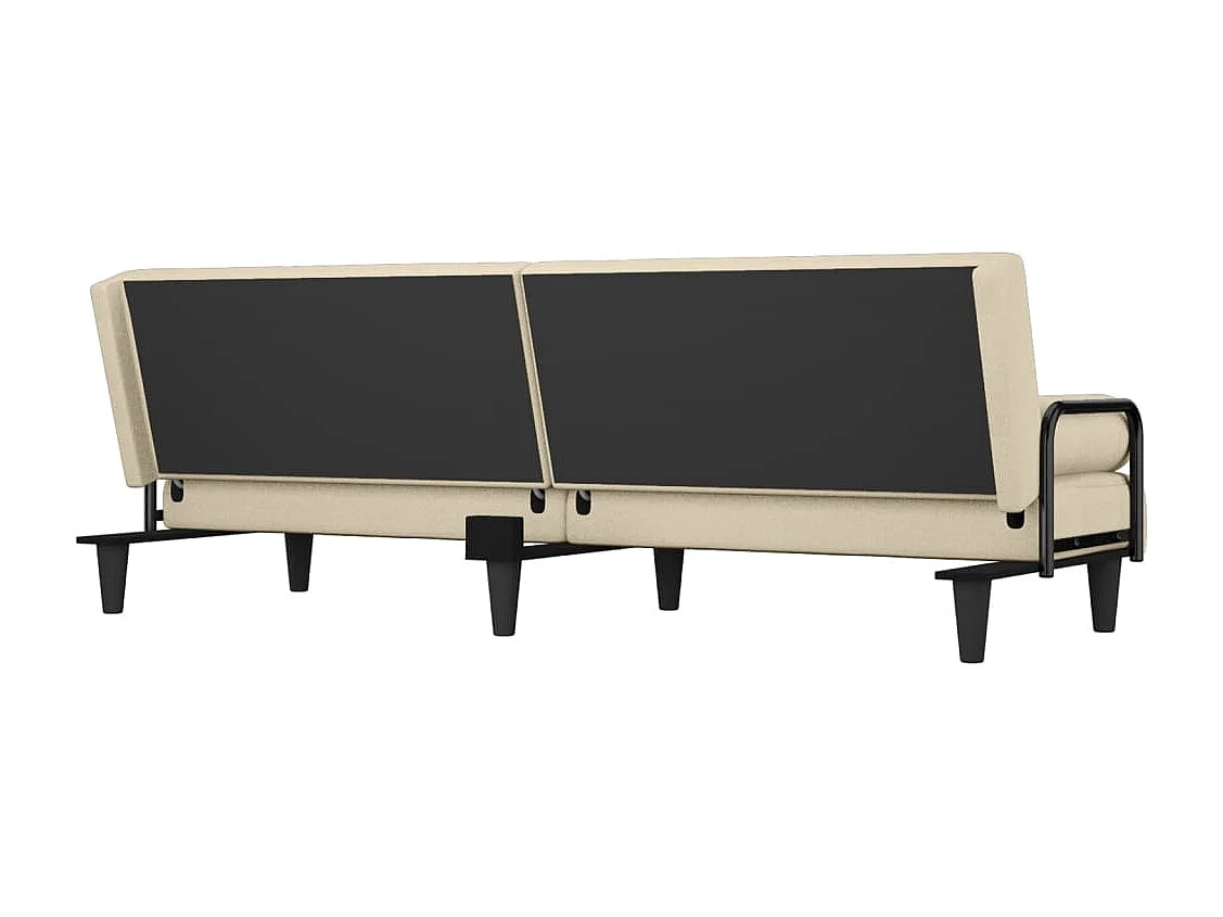 Divano Letto con Braccioli Crema in Tessuto