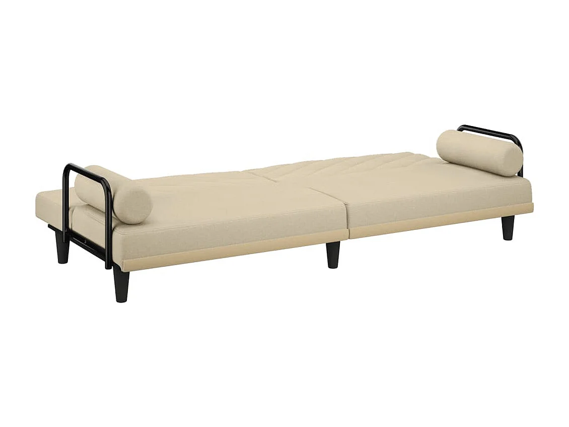 Divano Letto con Braccioli Crema in Tessuto