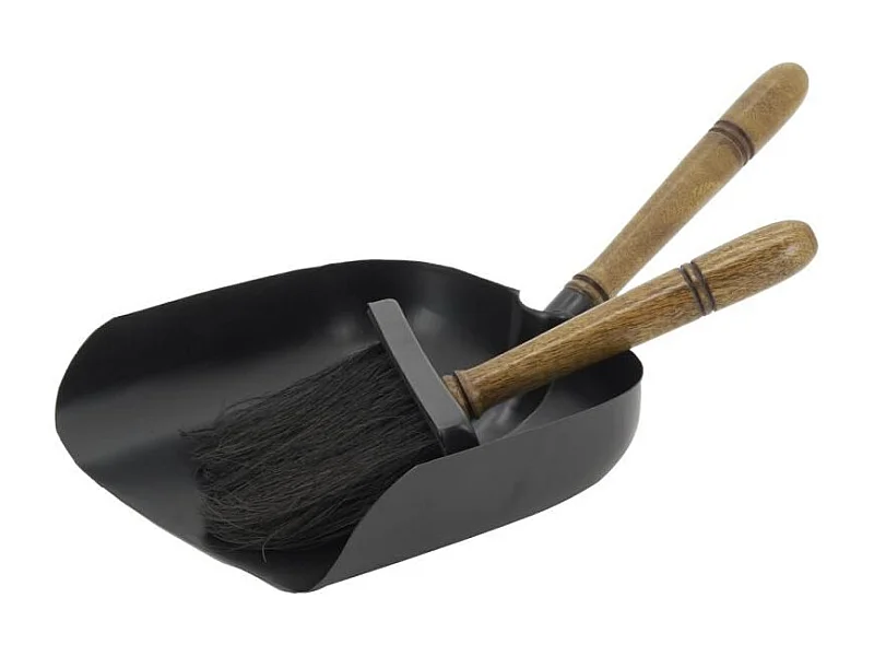 Set pelle et balayette en métal et bois