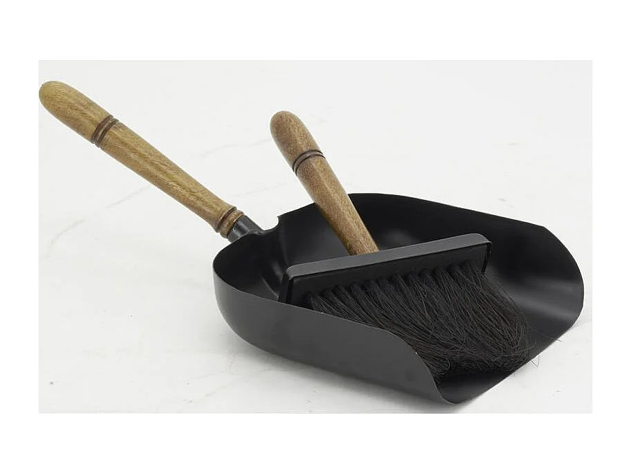 Set pelle et balayette en métal et bois