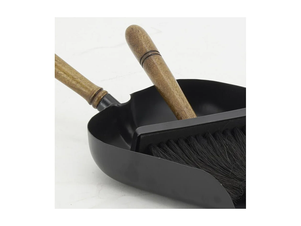 Set pelle et balayette en métal et bois