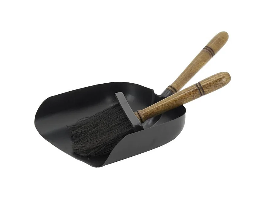 Set pelle et balayette en métal et bois