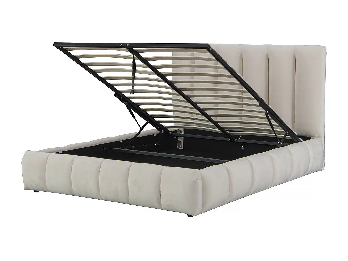 Bed met opbergruimte "Annie" in beige fluweel 160x200 cm