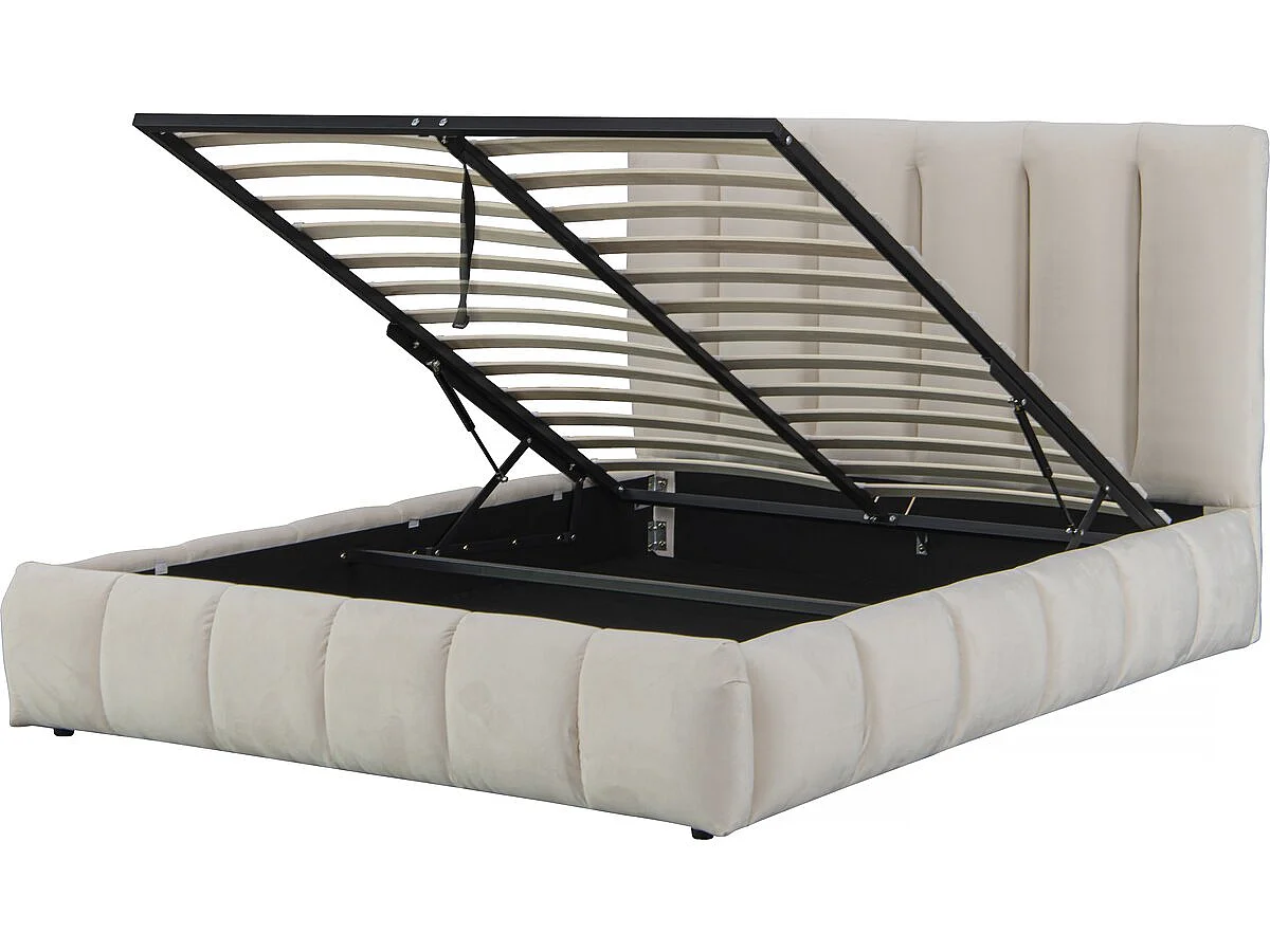 Lit avec coffre "Annie" 160 x 200 cm - Beige