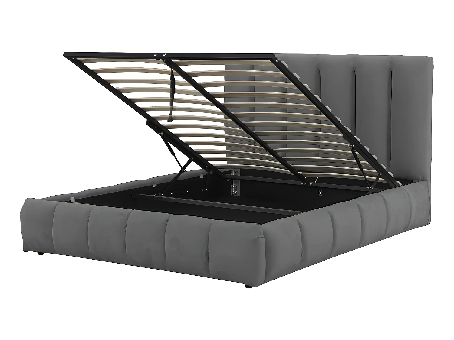 Bed met opbergruimte "Annie" in grijze fluwelen stof 140x190cm - Praktische opslag en ultiem comfort