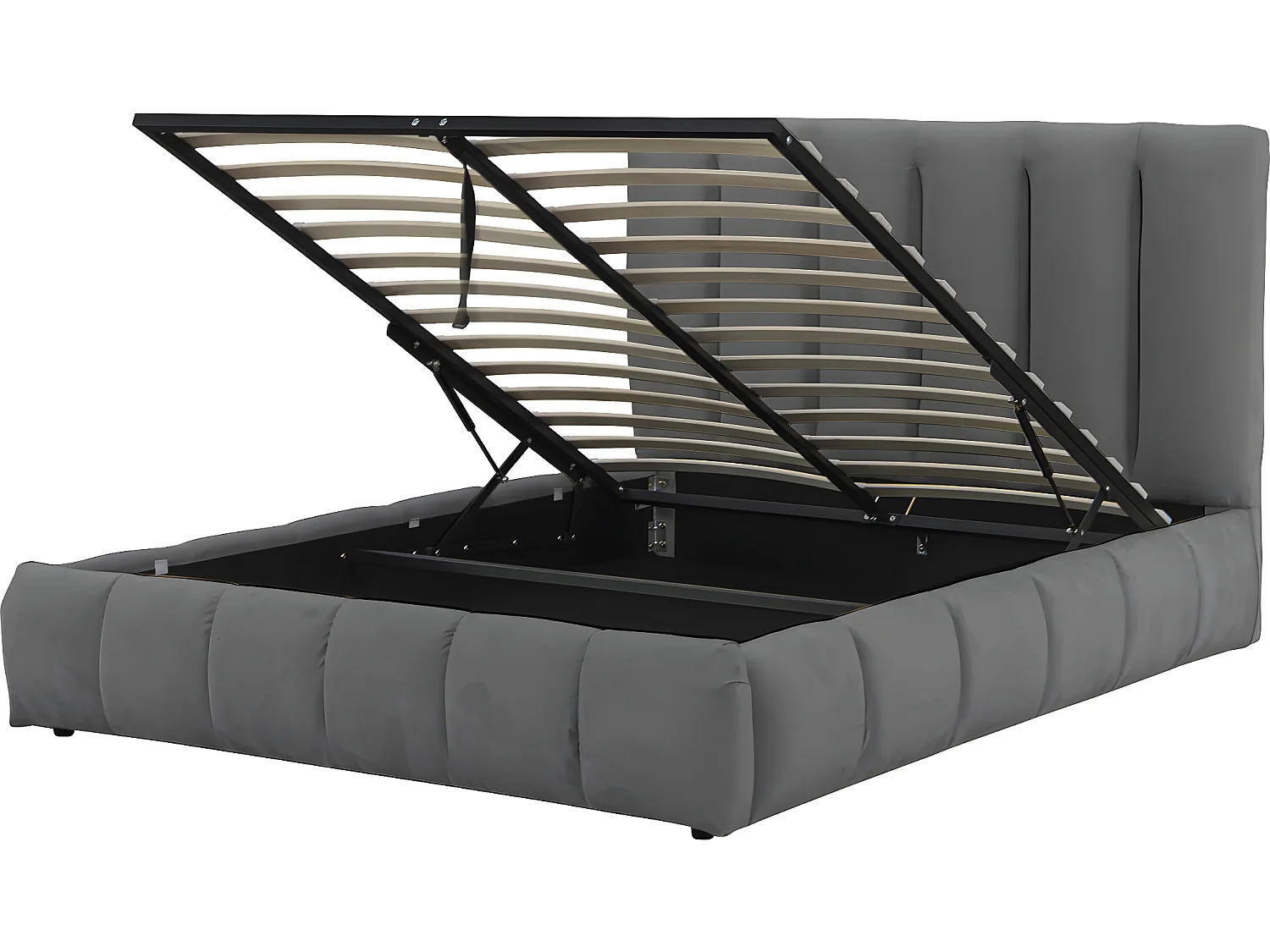 Bed met opbergruimte "Annie" in grijze fluwelen stof 140x190cm - Praktische opslag en ultiem comfort