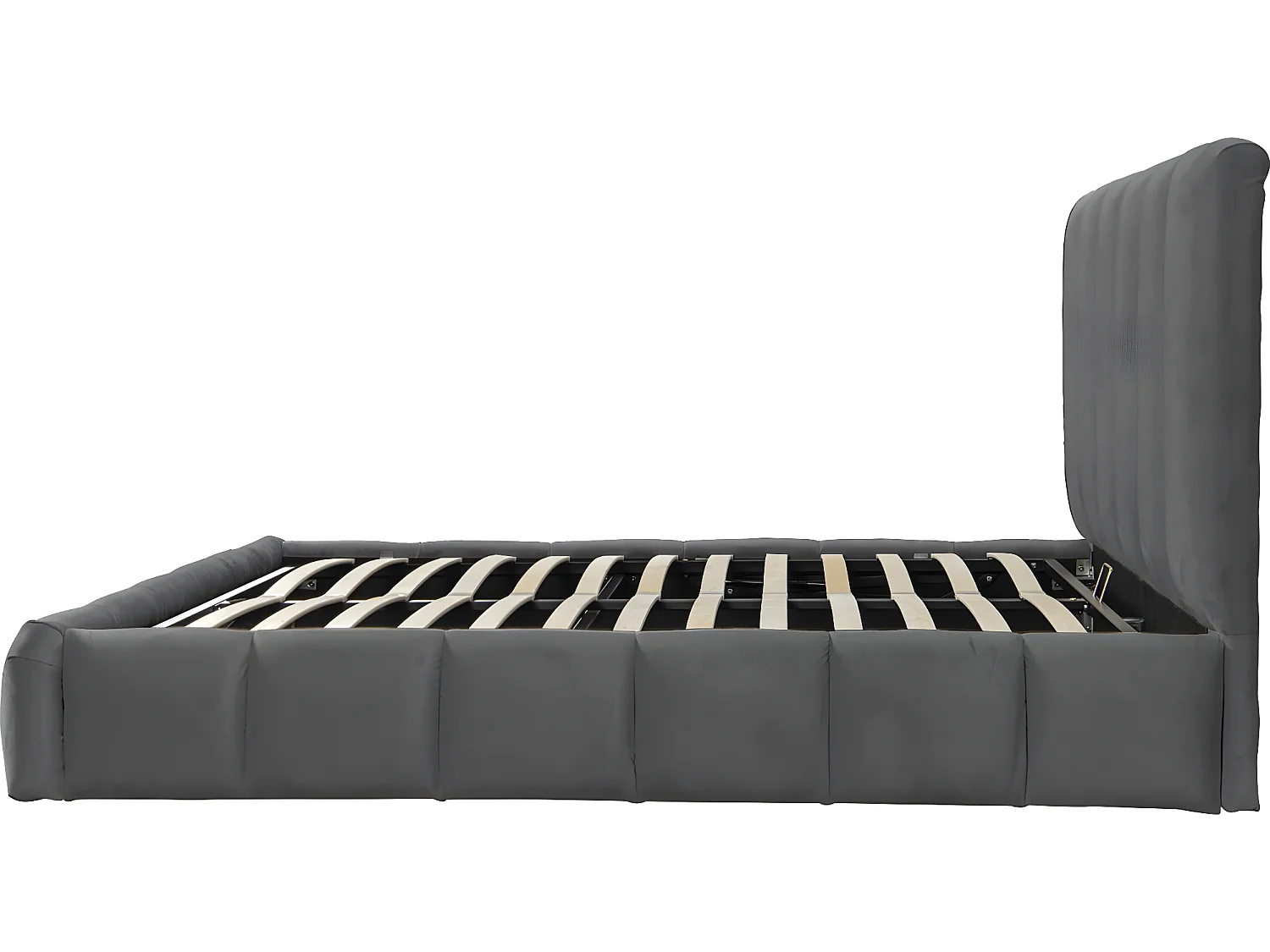 Bed met opbergruimte "Annie" in grijze fluwelen stof 140x190cm - Praktische opslag en ultiem comfort