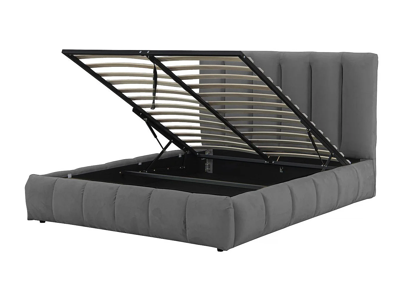 Bed met opbergruimte "Annie" in grijze fluwelen stof 140x190cm - Praktische opslag en ultiem comfort