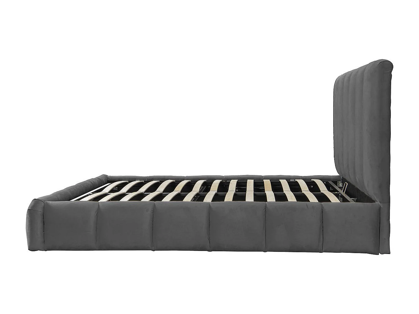 Bed met opbergruimte "Annie" in grijze fluwelen stof 140x190cm - Praktische opslag en ultiem comfort