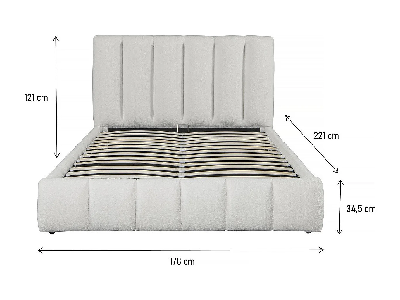 Lit bouclette avec coffre "Annie" - 160 x 200 cm - Blanc