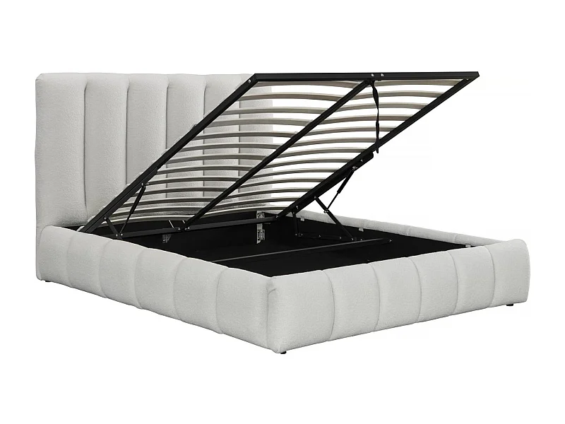 Lit bouclette avec coffre "Annie" - 140 x 190 cm - Blanc