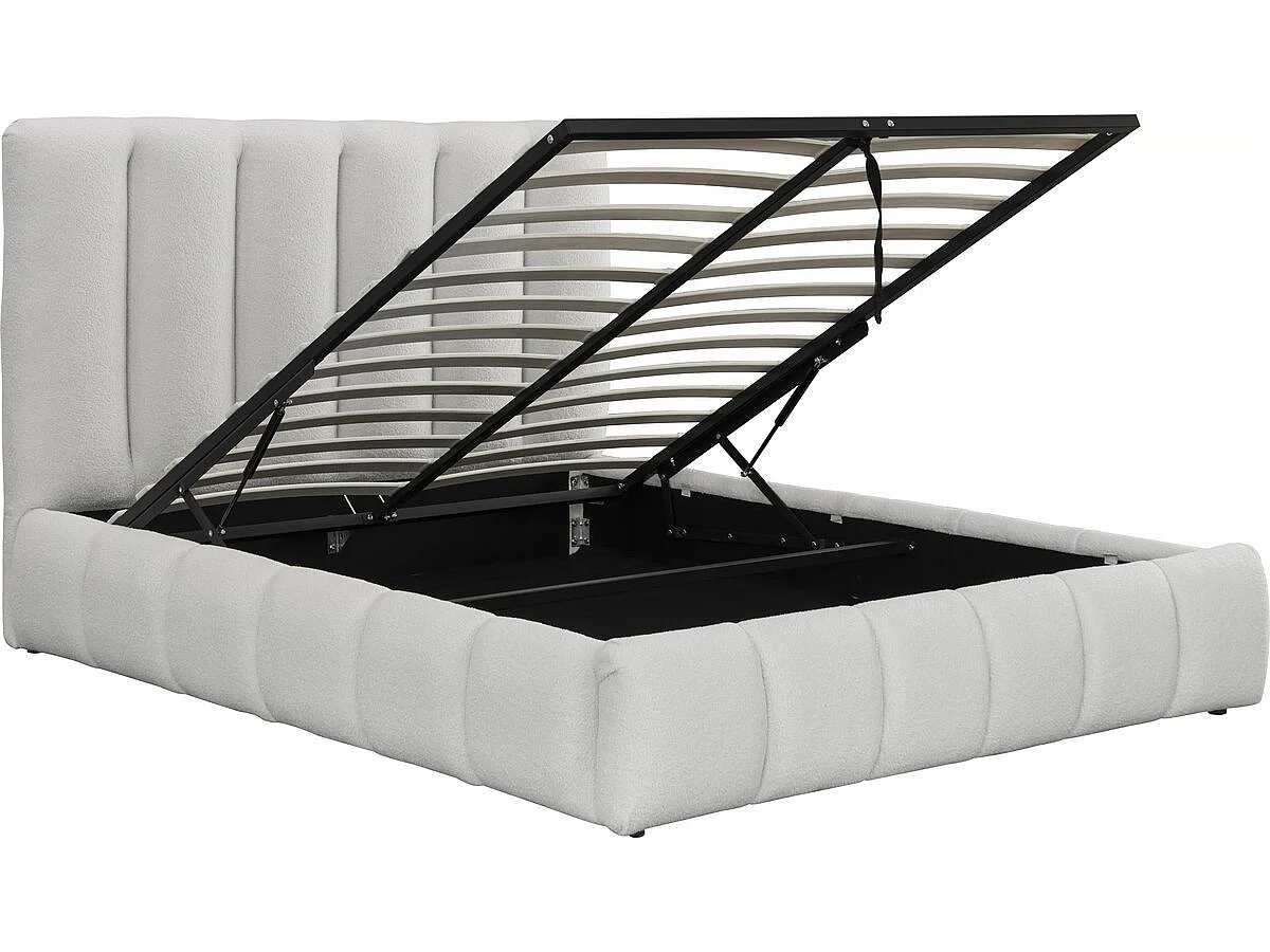 Lit bouclette avec coffre "Annie" - 140 x 190 cm - Blanc
