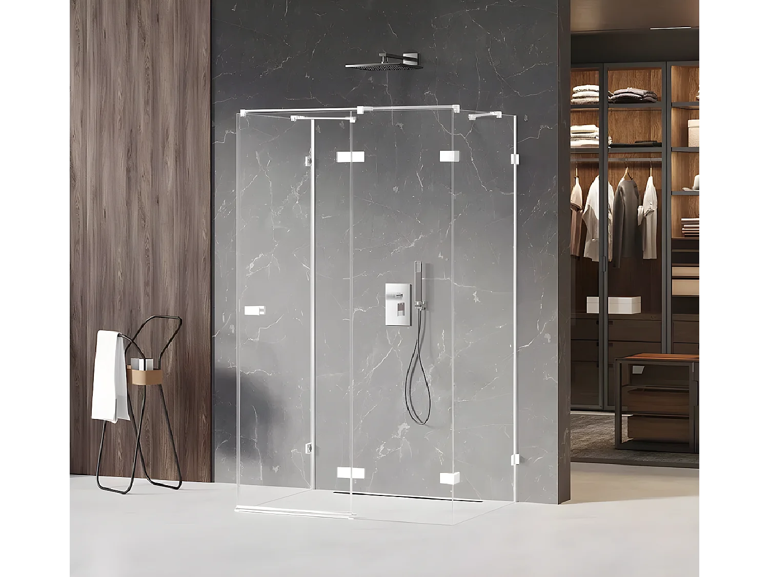 Cabine de douche  droite 90x80 pivotante SANTORINI WHITE,couleur: blanc, accès de face