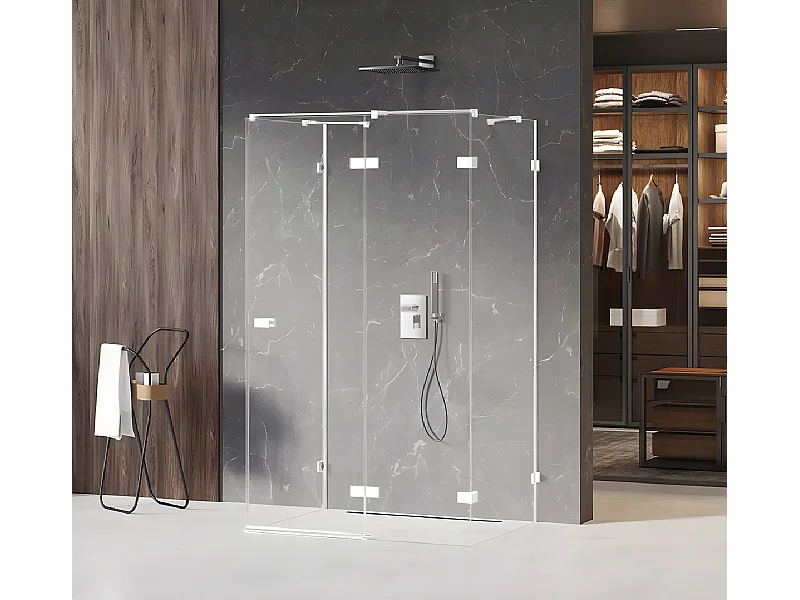 Cabine de douche  droite 90x80 pivotante SANTORINI WHITE,couleur: blanc, accès de face