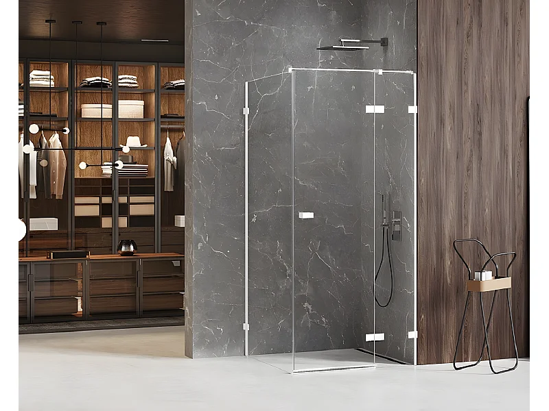 Cabine de douche blanc 120x120cm,pivotante droite  SANTORINI WHITE, acces de face