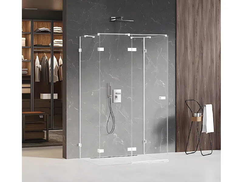 Cabine de douche  gauche 80x70 pivotante SANTORINI WHITE,couleur: blanc, accès de face