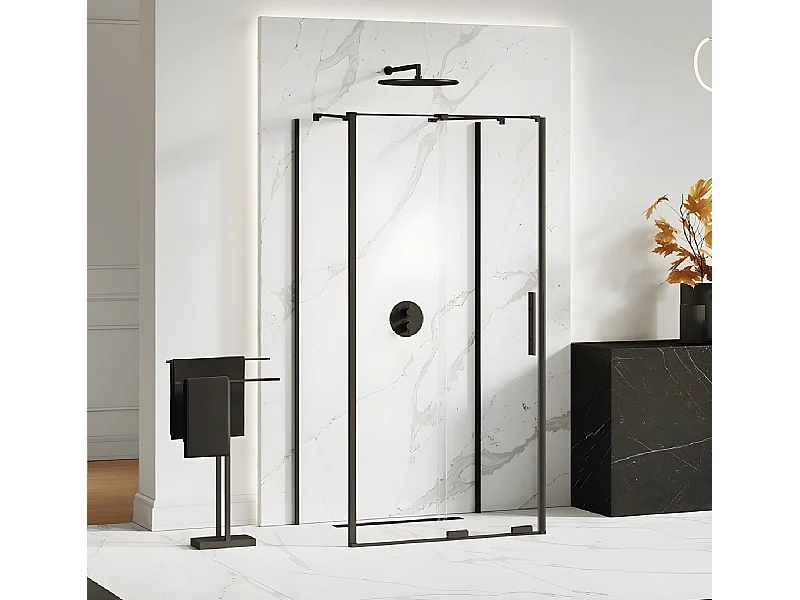 Cabine de douche  120x90 coulissante noire CANARIES NOIR, accès de face