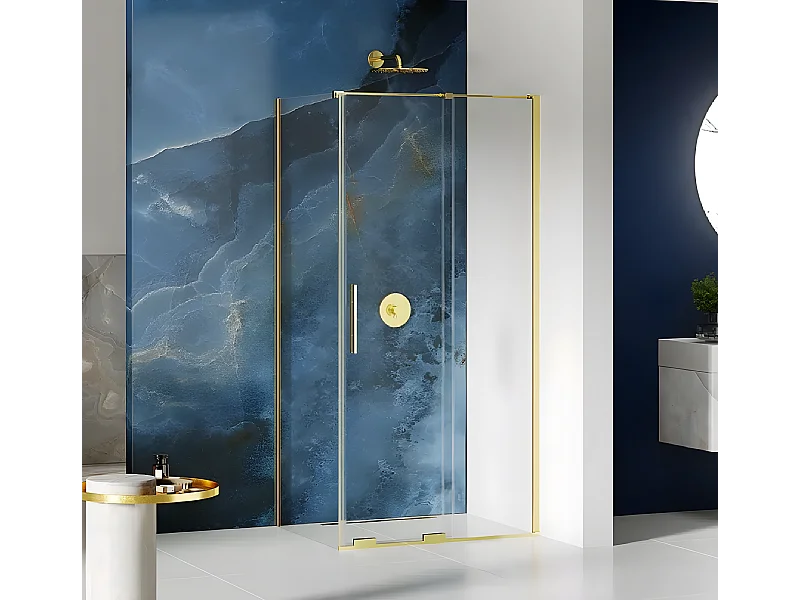 Cabine de douche 140x120cm coulissante HAWAII GOLD, doré, acces de face