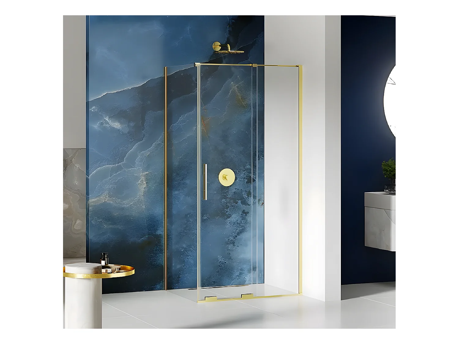 Cabine de douche 150x120cm coulissante HAWAII GOLD, doré, acces de face