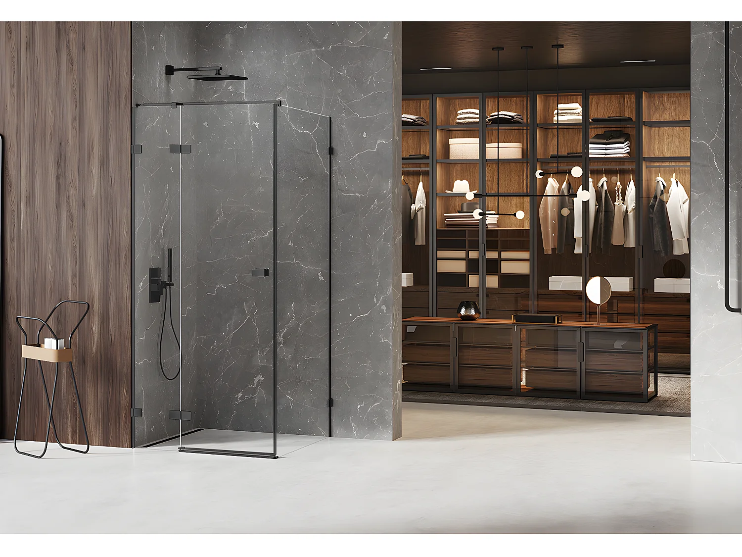 Cabine de douche noire 120x80cm,pivotante gauche  BORA BORA BLACK, acces de face