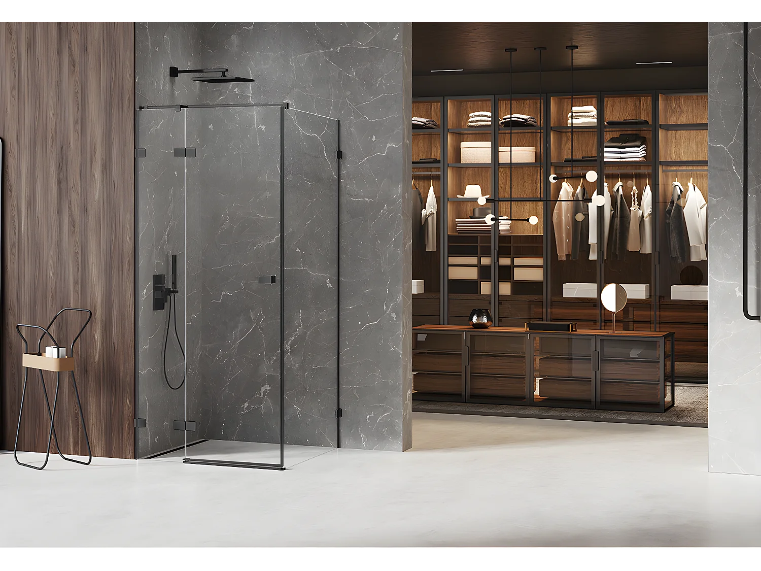 Cabine de douche noire 120x80cm,pivotante gauche  BORA BORA BLACK, acces de face