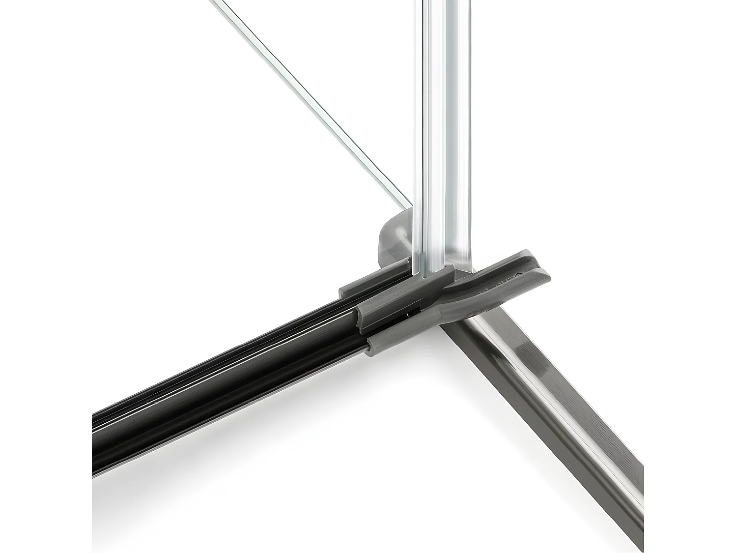 Cabine de douche 110x110cm 2 portes pivotantes,CARAIBES GUNMETAL BRUSHED, inox brossé,acces d'angle