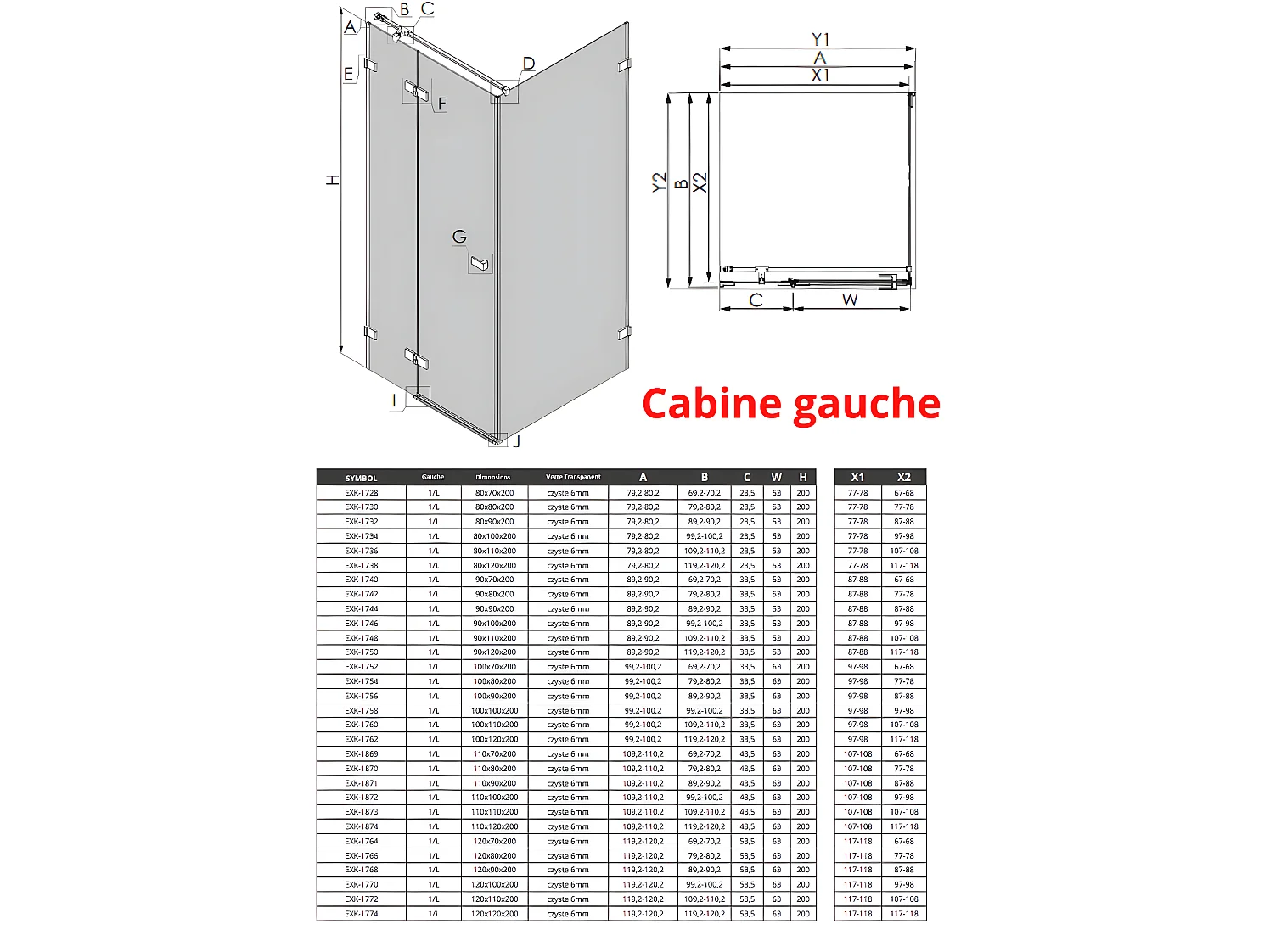 Cabine de douche doré  90x70 cm,pivotante gauche  MIAMI GOLD SHINE,  acces de face
