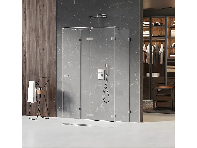 Cabine de douche  droite 90x120 pivotante MAJORQUE CHROME,couleur: chrome,,  accès de face