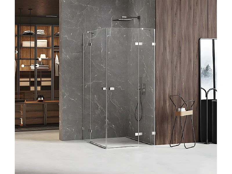 Cabine de douche 80x80cm 2 portes pivotantes,MAJORQUE CHROME, chrome,acces d'angle