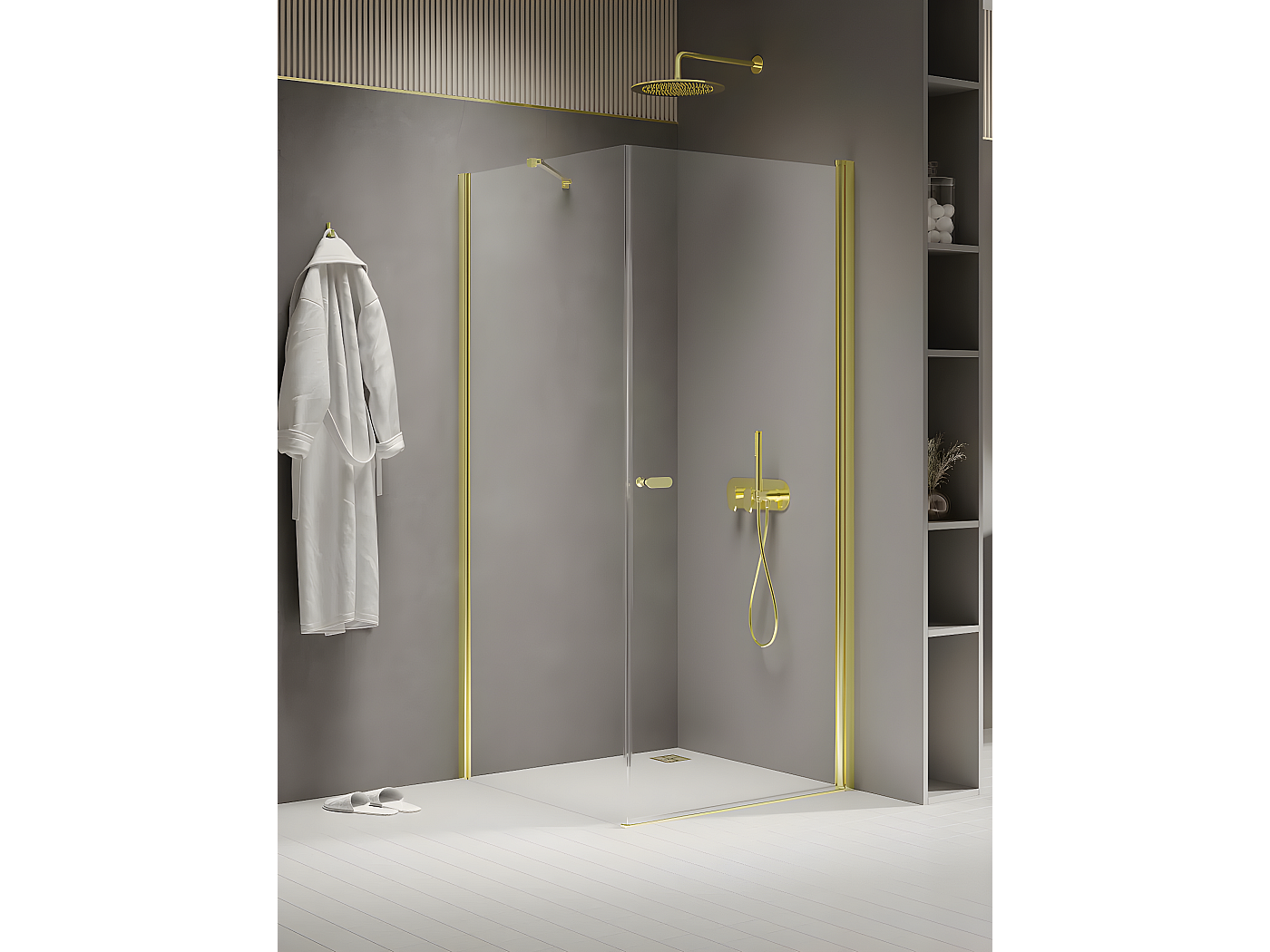 Cabine de douche pivotante 70x70 cm doré CUBA GOLD