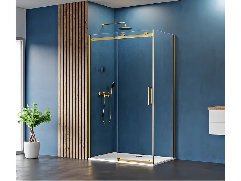 Cabine de douche coulissante 120x90 cm doré brossé FIDJI GOLD BRUSHED