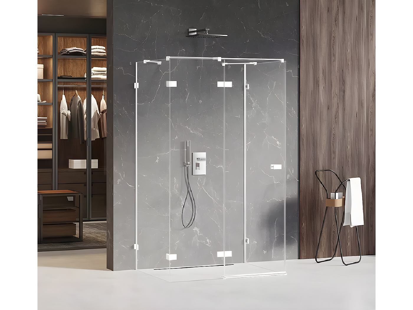 Cabine de douche gauche 100x110 pivotante SANTORINI WHITE,couleur ...