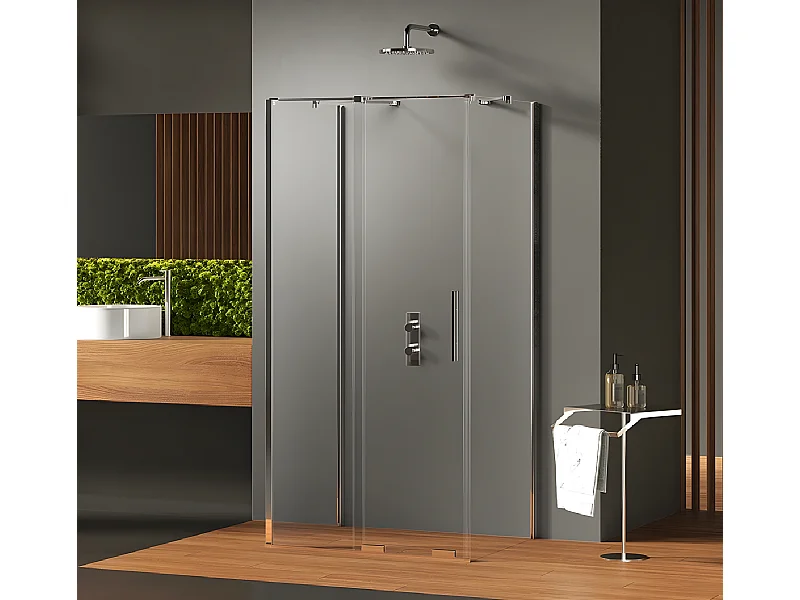 Cabine de douche  130x100 coulissante chrome MALDIVES CHROME, accès de face