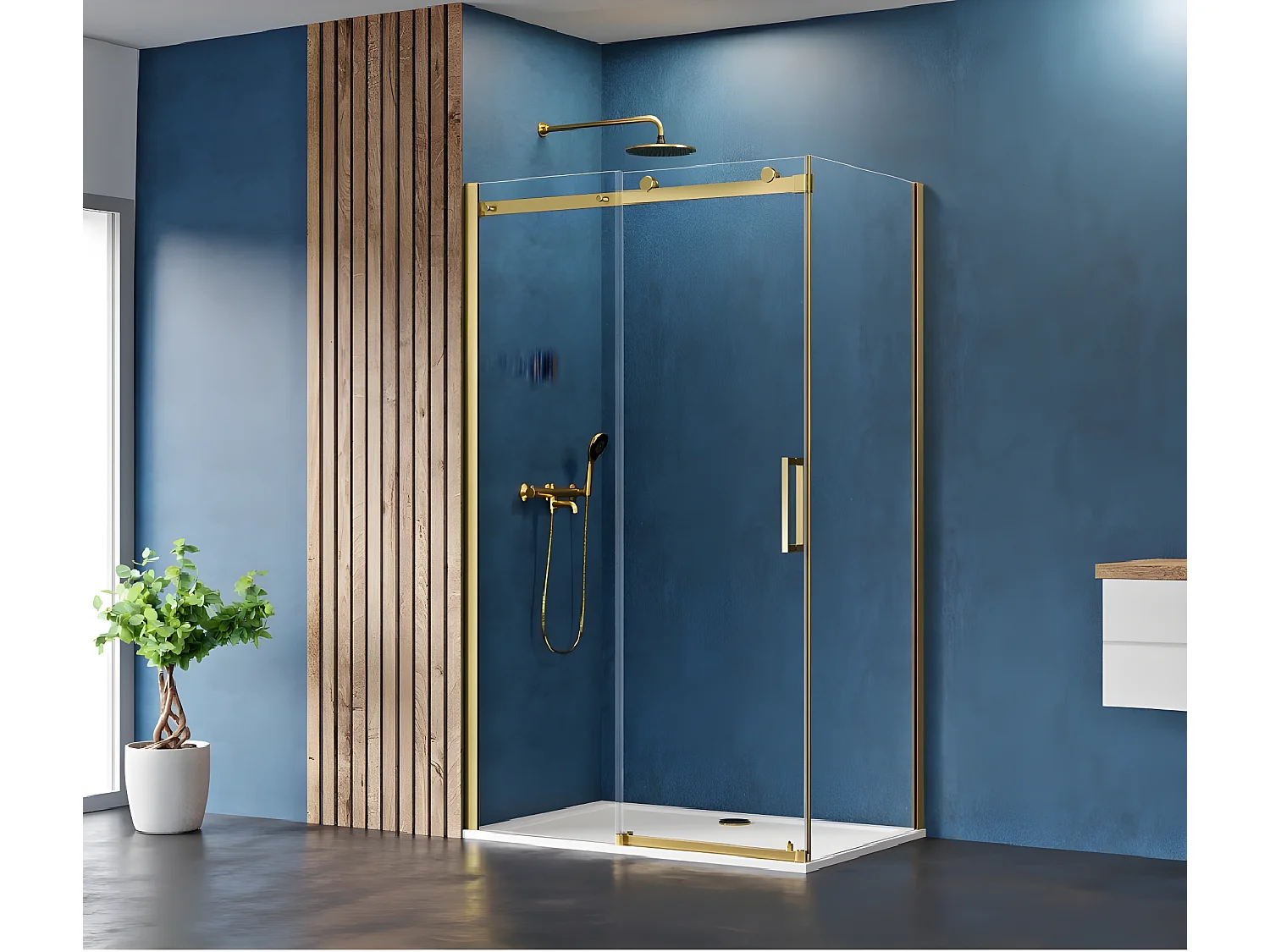 Cabine de douche coulissante 120x80 cm doré brossé FIDJI GOLD BRUSHED