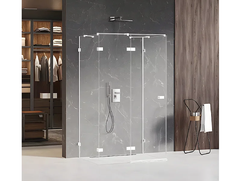 Cabine de douche  gauche 80x80 pivotante SANTORINI WHITE,couleur: blanc, accès de face